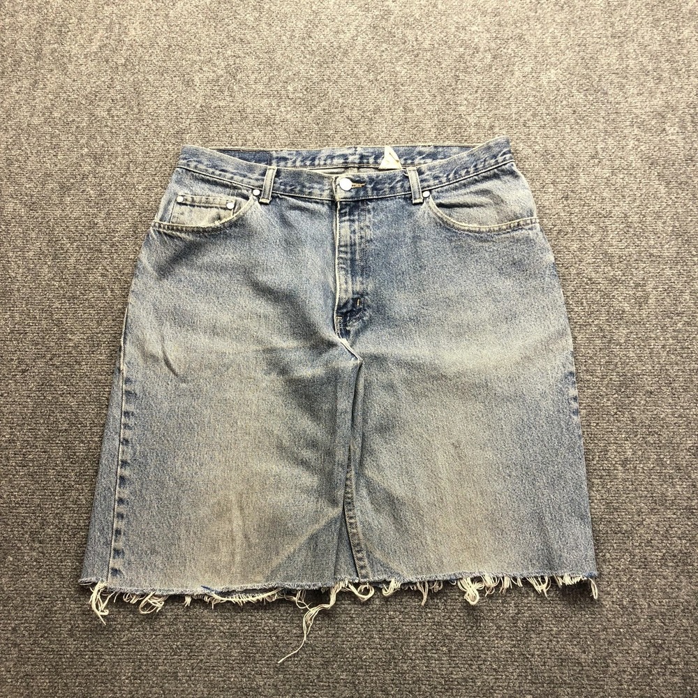 Vintage Vivaldi Jeanswear Shorts Mens 32 Blue Denim Bermuda Raw Hem Relaxed